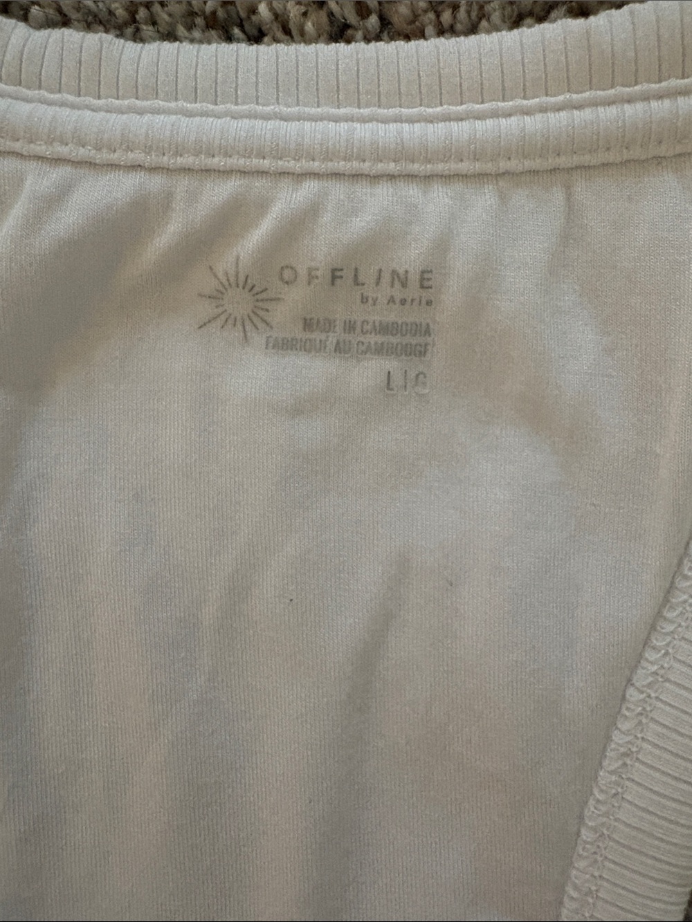White Ribbed Henley Racerback Crop Tank Top - Picture 2 of 2
